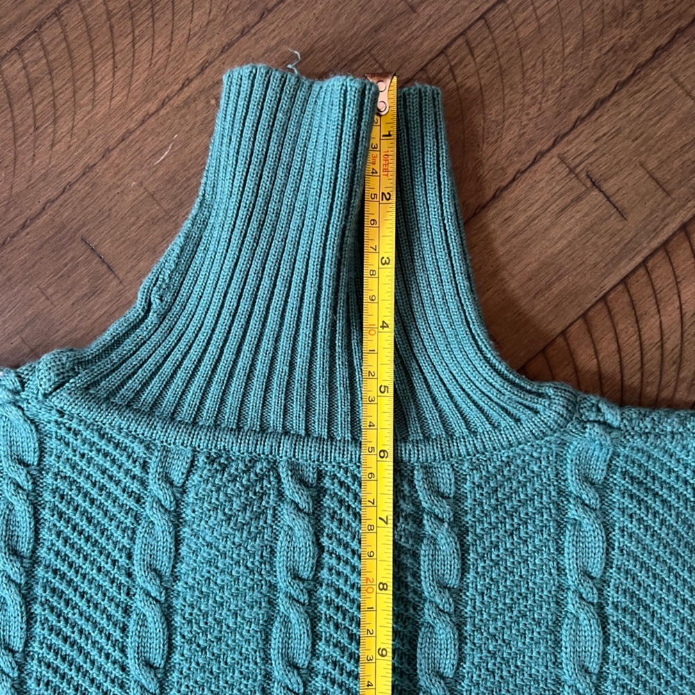 Vintage Bogner Teal Wool/Acrylic Cable Knit Turtleneck Sweater LIKE NEW Sz M - Picture 9 of 10